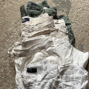 Hollister Green and White Linen Pants Bundle No Stains